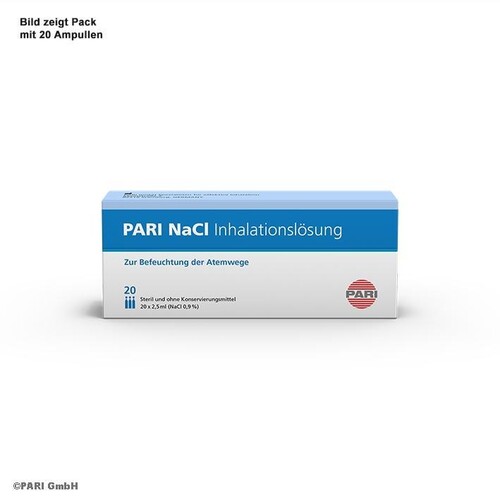 PARI NaCl Inhalationslösung 0,9% (60 Ampullen à 2,5 ml) Produktbild Front View L