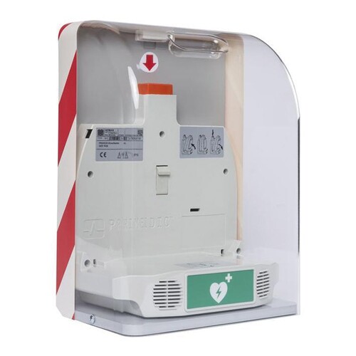 SaveBox (Wandkasten AED mech.) inkl. Magnetschloss und Hinweisschild Produktbild Front View L