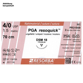 PGA-RESOQUICK DSM 18 4/0=1,5, ungefärbt, Nahtmaterial Fadenlänge 70 cm (24 Stck.) (PACK=24 STÜCK) Produktbild