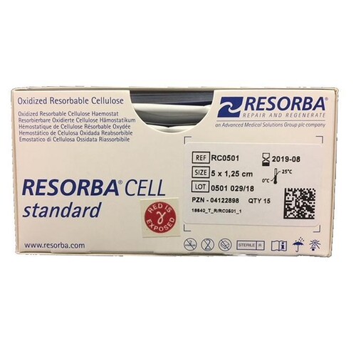 Resorba Cell standard 5 x 1,25 cm resorbierbare Gazestreifen (15 Stck.) (PACK=15 STÜCK) Produktbild Front View L