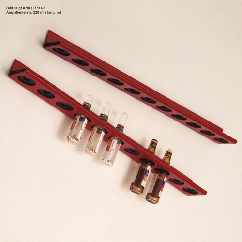 Ampullenleiste, 220 mm lang, rot für ULMER KOFFER II, III und RESCUE-PACK Produktbild Front View L