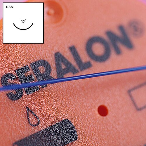 SERALON DSS-24 3/0=2, blau, Nahtmaterial Fadenlänge 50 cm (24 Stck.) (PACK=24 STÜCK) Produktbild Front View L