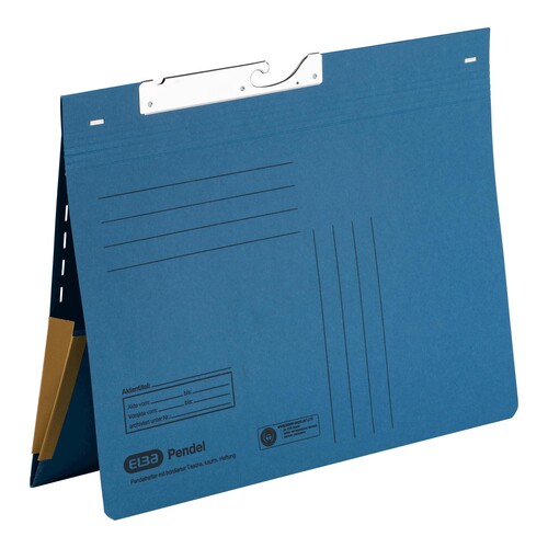 Pendelhefter kaufmännische Heftung mit Dehntasche am Rückdeckel innen 320g blau Manilakarton Elba 100570023 Produktbild Front View L