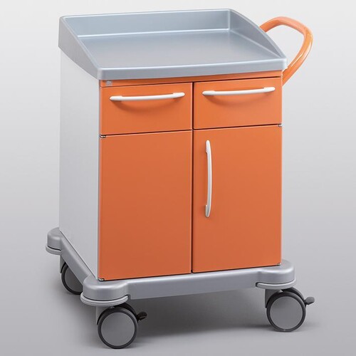 Verband- und Behandlungswagen mit 2 Schubladen Typ 3D und 2 Flügeltüren Produktbild Front View L