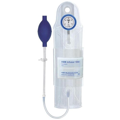 Druckinfusionsmanschette Infusor 1000 ml mit Handgebläse und Manometer (schockresistentes Präzisionsmanometer) Produktbild Front View L