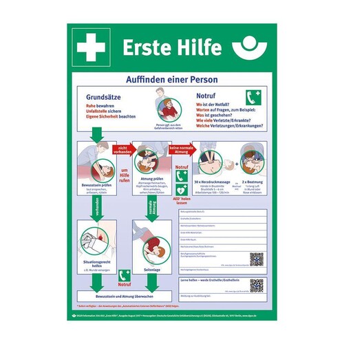 Aushang zur Ersten Hilfe Kunststoff-Plakat Produktbild Front View L