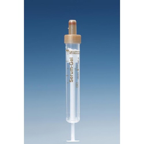 S-Monovetten 7,5 ml, 92 x 15 mm, Serum-Gel, steril (50 Stck.) (PACK=50 STÜCK) Produktbild Front View L