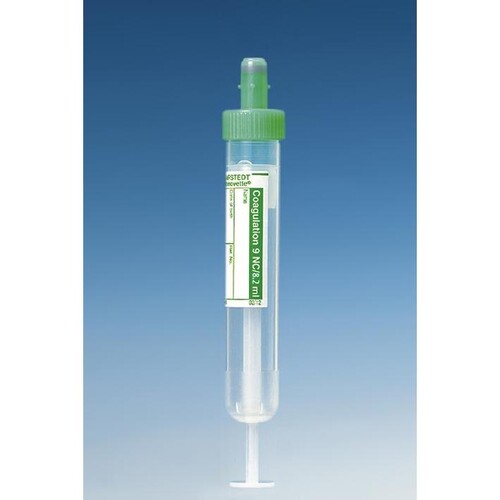 S-Monovetten 8,2 ml, 92 x 15 mm, Citrat 3,2%, Papieretikett, steril (50 Stck.) (PACK=50 STÜCK) Produktbild Front View L