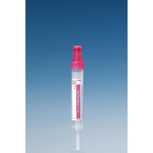S-Monovetten 2,7 ml, 66 x 11 mm, K3 EDTA Papieretikett, steril (50 Stck.) (PACK=50 STÜCK) Produktbild Front View L
