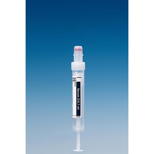 S-Monovetten 2,7 ml, 66 x 11 mm, Serum, Papieretikett, steril (50 Stck.) (PACK=50 STÜCK) Produktbild Front View L