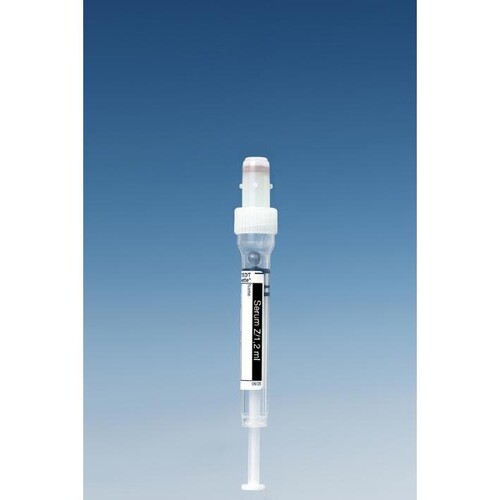 S-Monovetten 1,2 ml, 66 x 8 mm, Serum, Papieretikett, steril (50 Stck.) (PACK=50 STÜCK) Produktbild Front View L