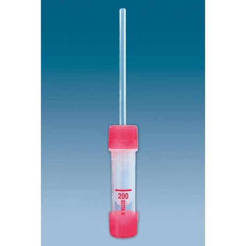 Microvetten 200 µl K3 EDTA (100 Stck.) (PACK=100 STÜCK) Produktbild Front View L
