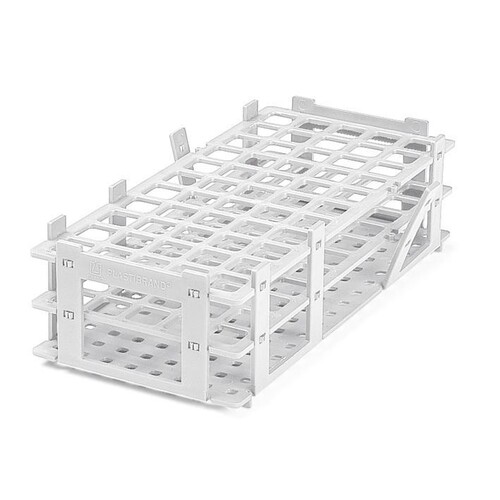 Reagenzglasgestell, PP, 55 Plätze, für Gläser bis Ø 18 mm, weiß Produktbild Front View L