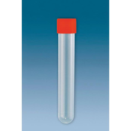 PP-Röhrchen 13 ml, 101 x 16,5 mm, rot, steril (500 Stck.) mit montiertem Verschluss (BTL=500 STÜCK) Produktbild