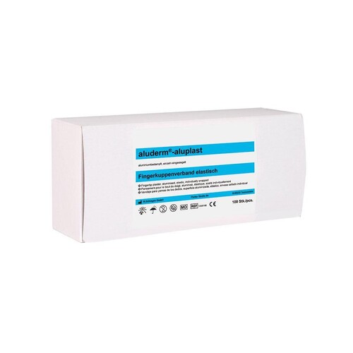 aluderm-aluplast Fingerkuppenverband elastisch ca. 4,3 x 7,2 cm (100 Stck.) (PACK=100 STÜCK) Produktbild Front View L