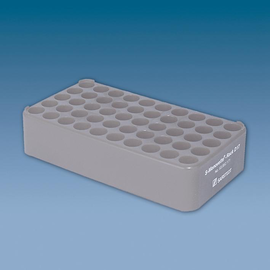 S-Monovette-Rack D 17, grau, 50 Bohrungen Ø 17 mm, ohne Griffe Produktbild