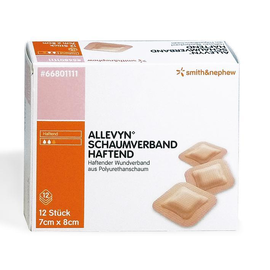 Allevyn Schaumverband haftend steril, 7 x 8 cm (12 Stck.) (PACK=12 STÜCK) Produktbild