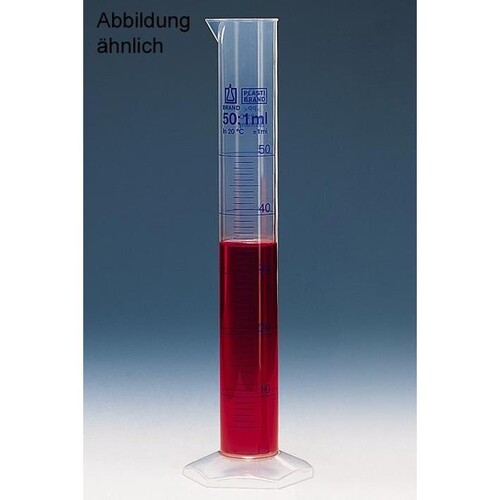 Messzylinder, hohe Form, PP, 1000 ml : 10 ml, blaue Graduierung Produktbild Front View L