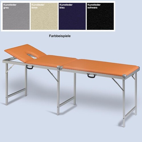 Koffermassagebank mit Kopfteil und Gesichtsausschnitt grau Produktbild Front View L