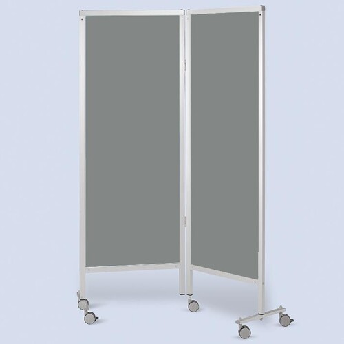 Wandschirm 2-flügelig, fahrbar, Farbe: grau/grau Produktbild Front View L