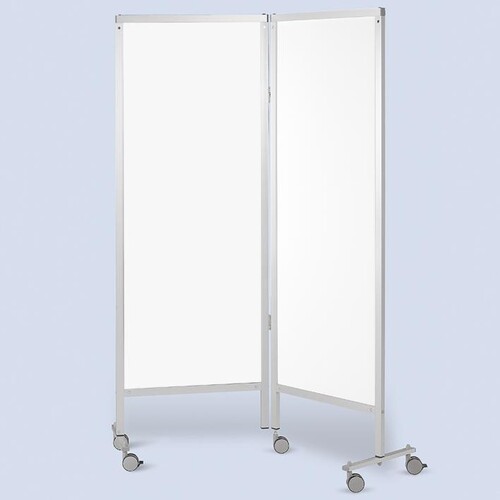 Wandschirm 2-flügelig, fahrbar, Farbe: weiß/weiß Produktbild Front View L