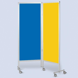 Wandschirm 2-flügelig, fahrbar, Farbe: blau/gelb Produktbild