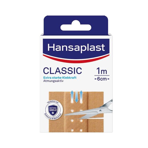 Hansaplast Classic Wundschnellverband hautfarben, 1 m x 6 cm Produktbild Front View L