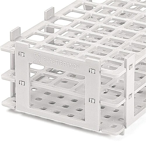 Reagenzglasgestell, PP, weiß, für 32 Röhrchen bis Ø 25 mm Produktbild Front View L
