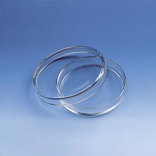 Petrischale,Natron-Kalk-Glas,ohne Nocken mit Deckel-Ø 80 mm, Höhe Unterteil 15 mm Produktbild Front View L