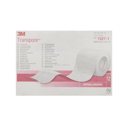 3M Transpore Fixierpflaster transparent, 2,5 cm x 9,1 m (12 Stck.) (PACK=12 STÜCK) Produktbild
