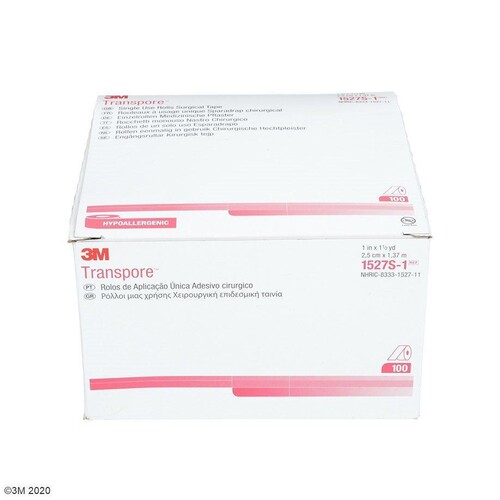 3M Transpore Fixierpflaster transparent, 2,5 cm x 1,37 m (100 Stck.) (PACK=100 STÜCK) Produktbild