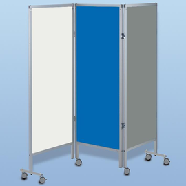 Wandschirm 3-flügelig, fahrbar, Farbe: weiß/blau/grau Produktbild