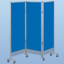 Wandschirm 3-flügelig, fahrbar, Farbe: blau/blau/blau Produktbild
