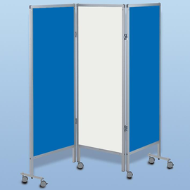 Wandschirm 3-flügelig, fahrbar, Farbe: blau/weiß/blau Produktbild