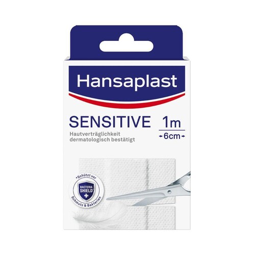 Hansaplast Sensitive Wundschnellverband weiß, 1 m x 6 cm Produktbild Front View L