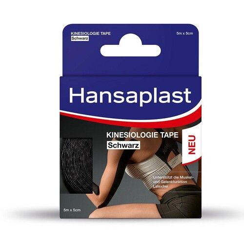 Hansaplast Kinesiologie Tape schwarz 5 cm x 5 m Produktbild Front View L