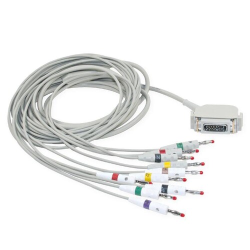 EKG-Komplettkabel mit Bananenstecker für Cardiosmart EK36/41/43/53/403/413/ 512 (P), Custo-Card/-Med Produktbild Front View L