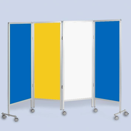 Wandschirm 4-flügelig, fahrbar, Farbe: blau/gelb/weiß/blau Produktbild