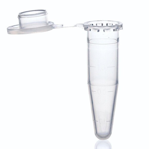 Einmal-Reaktionsgefäß, PP, unsteril, 0,5 ml, transparent, mit Deckel Produktbild Front View L