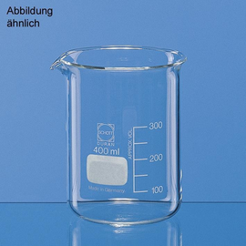 Becher, niedere Form, Boro 3.3, 250 ml, mit Teilung und Ausguss Produktbild