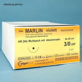 MARLIN HR 22 3/0=2, violett, Nahtmaterial Fadenlänge 70 cm (24 Stck.) (PACK=24 STÜCK) Produktbild