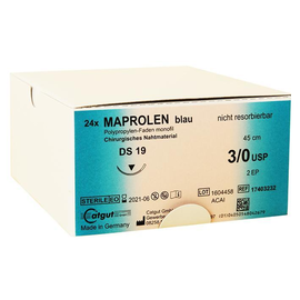 MAPROLEN DS 19 3/0=2, monofil, blau Nahtmaterial Fadenlänge 45 cm (24Stck.) (PACK=24 STÜCK) Produktbild