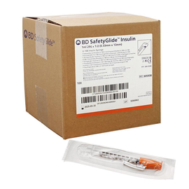 BD SafetyGlide Insulinspritzen 1 ml mit Kanüle 0,33 x 12,7 mm (100 Stck.) (PACK=100 STÜCK) Produktbild