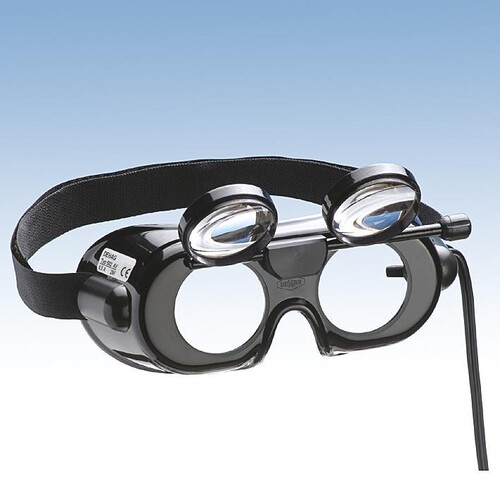 Nystagmusbrille nach Frenzel mit klappbaren Gläsern Produktbild Front View L