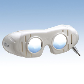 Nystagmusbrille nach Blessing mit Bajonettverschluss, Batteriegriff und festen Gläsern Produktbild