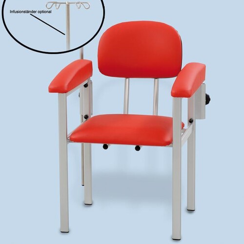 Blutentnahmestuhl mit zwei Armauflagen, Kunstleder rot Produktbild Front View L