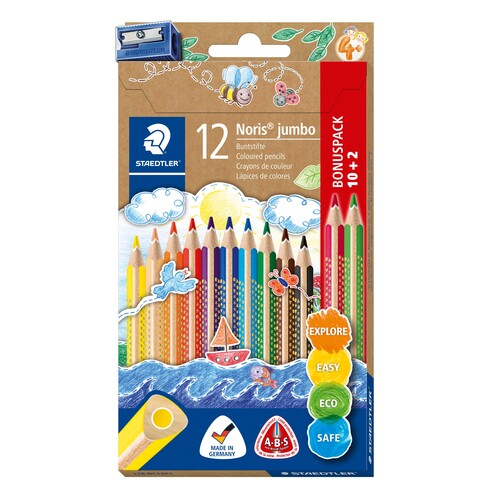 Farbstift Noris Colour jumbo 188 sechskant Kartonetui sortiert Staedtler 128 NC12P1 (PACK=12 STÜCK) Produktbild Front View L