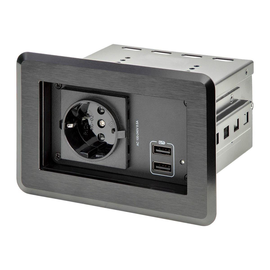 StarTech.com Tischanschlussfeld mit Einbausteckdose ( mit 2x USB-Anschlüssen, 1x Schuko, versenkbare Produktbild