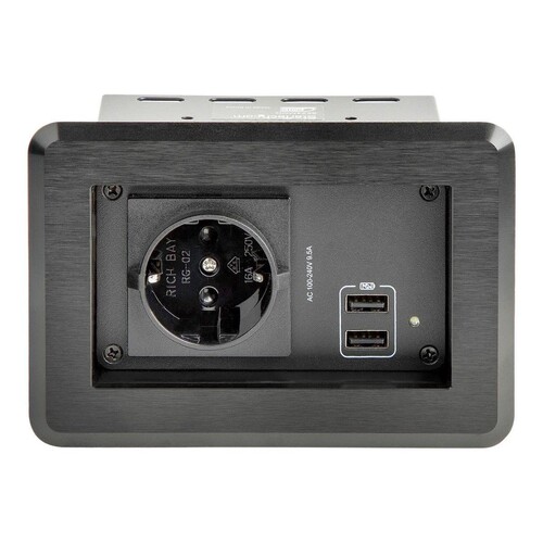 StarTech.com Tischanschlussfeld mit Einbausteckdose ( mit 2x USB-Anschlüssen, 1x Schuko, versenkbare Produktbild Additional View 2 L