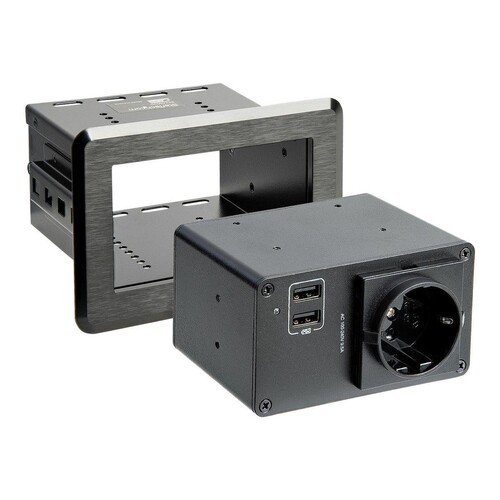 StarTech.com Tischanschlussfeld mit Einbausteckdose ( mit 2x USB-Anschlüssen, 1x Schuko, versenkbare Produktbild Additional View 3 L